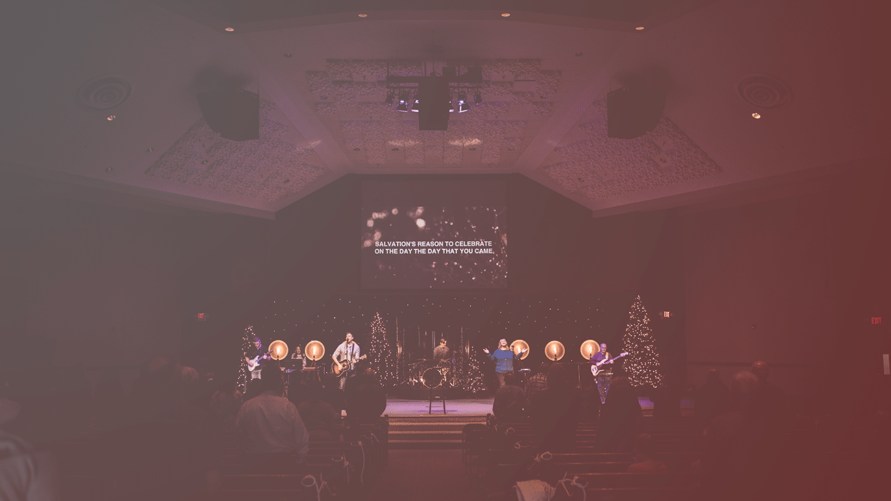 worship service during christmastime at maranatha bible church in akron ohio